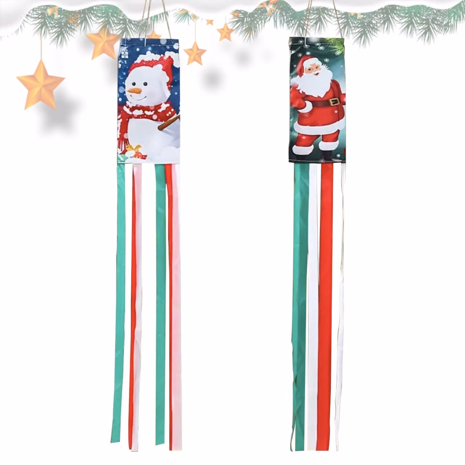 Set da 2 decorazioni natalizie a forma di pupazzo da neve, alte 100 cm, in poliestere