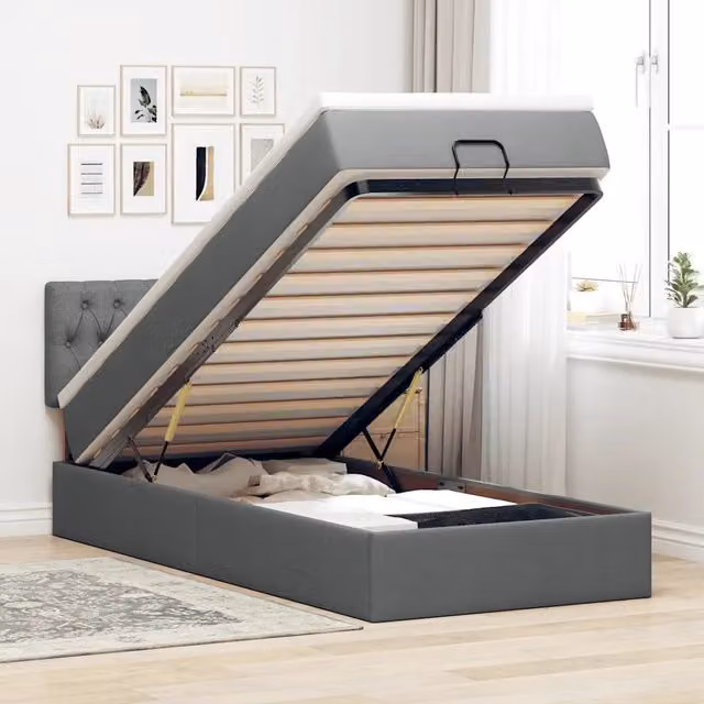 Pouf Letto con Materasso e LED vidaXL Grigio e Bianco, L: 200 cm, P: 80 cm, H: 88 cm