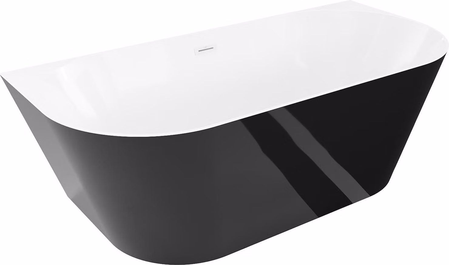 Mexen Oval Slim vasca da bagno indipendente da parete 170 x 80 cm, bianca/nera, troppopieno bianco - 52661708075-20