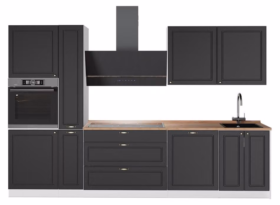 Cucina componibile Vicco Fame-Line Oro-antracite rustico/Bianco 310 cm, PL Rovere, Model 64317