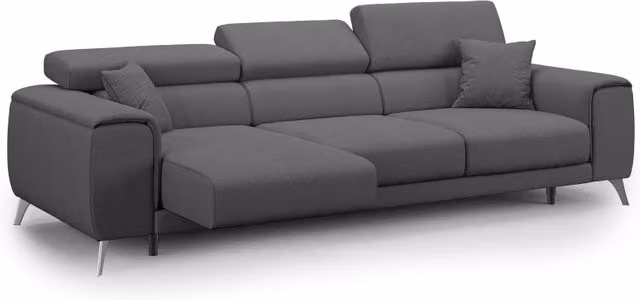 Divano Fusion Divani.Store con 3 sedute allungabili in tessuto smacchiabile antracite L: 260 cm
