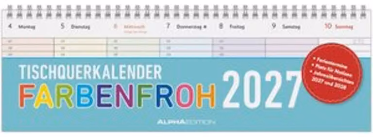 Calendario da tavolo colorato 2027