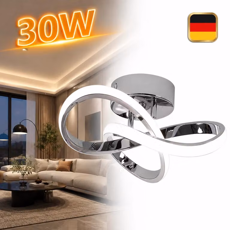 Lampada da soffitto a LED, 6000K, per soggiorno, design moderno a forma di fiore, colore bianco, 30W