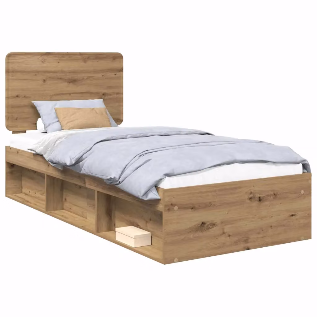 Struttura letto moderno vidaXL in legno di pino color marrone con doghe fisse L/P/H: 196 x 80 x 78 cm – 2