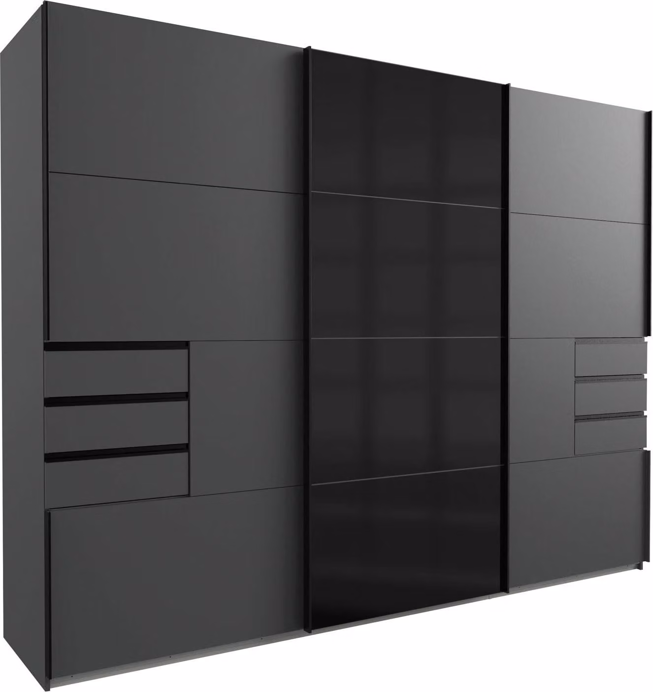 Armadio ad ante scorrevoli Saigon Armadio 270x64x208cm grafite vetro grigio (18801)