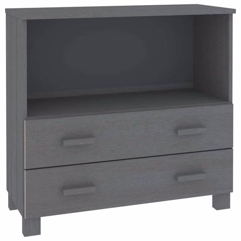 Credenza HAMAR Grigio Scuro 85x35x80 cm Legno Massello di Pino