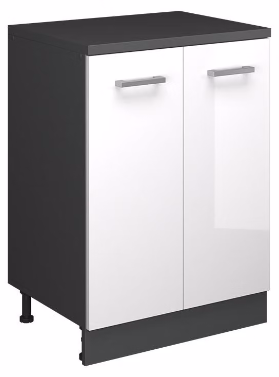 Mobile cucina sottotetto Vicco R-Line Bianco lucido 60 cm senza inclinazione con 2 ante, Model 61751