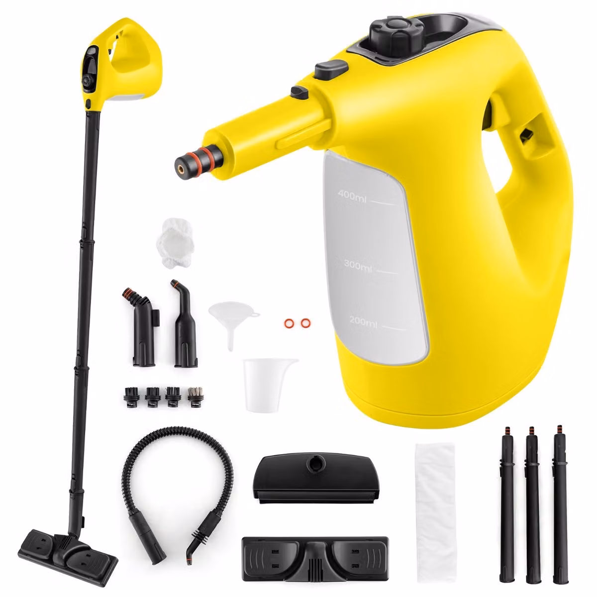 Costway Pulitore a vapore portatile da 1500W con serbatoio da 400ml, Giallo
