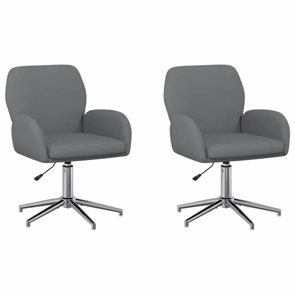 Set di 2 sedie da scrivania girevoli vidaXL in tessuto grigio con braccioli e altezza regolabile L/P/H: 54 x 58 x 90 cm – 2