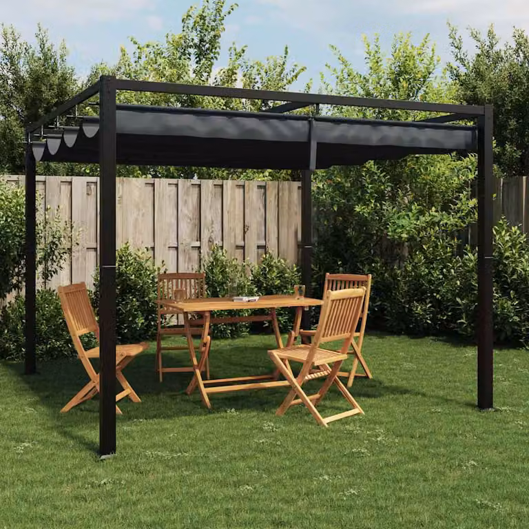 vidaXL Gazebo da Giardino con Tetto Retrattile Antracite 3x3 m Acciaio