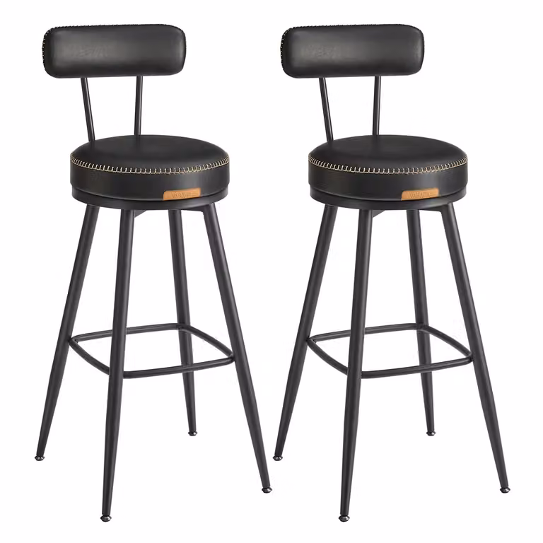 EKHO Collezione - Set da 2 Sgabelli da Cucina 65 cm, Nero Inchiostro / 57 x 57 x 101 cm