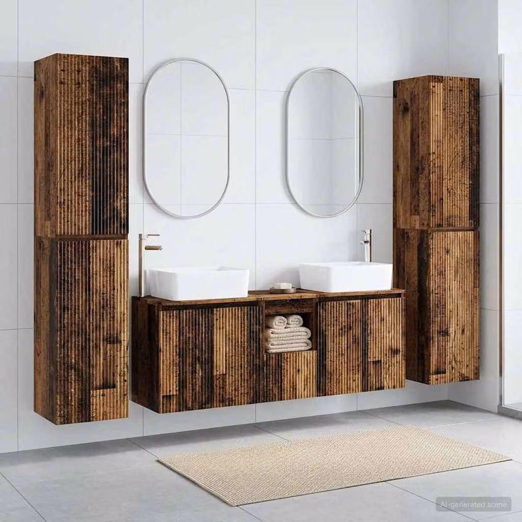 Set di mobili per il bagno vidaXL in legno marrone, 5 pezzi, L/P/H: 33 x 34,5 x 160 cm