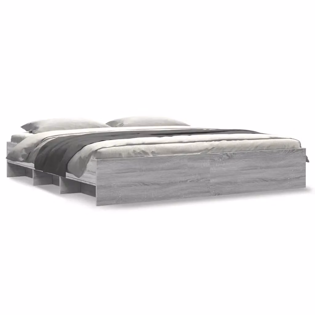 Letto con contenitore e doghe in legno grigio Sonoma vidaXL L/P/H: 203 x 200 x 35 cm – 2