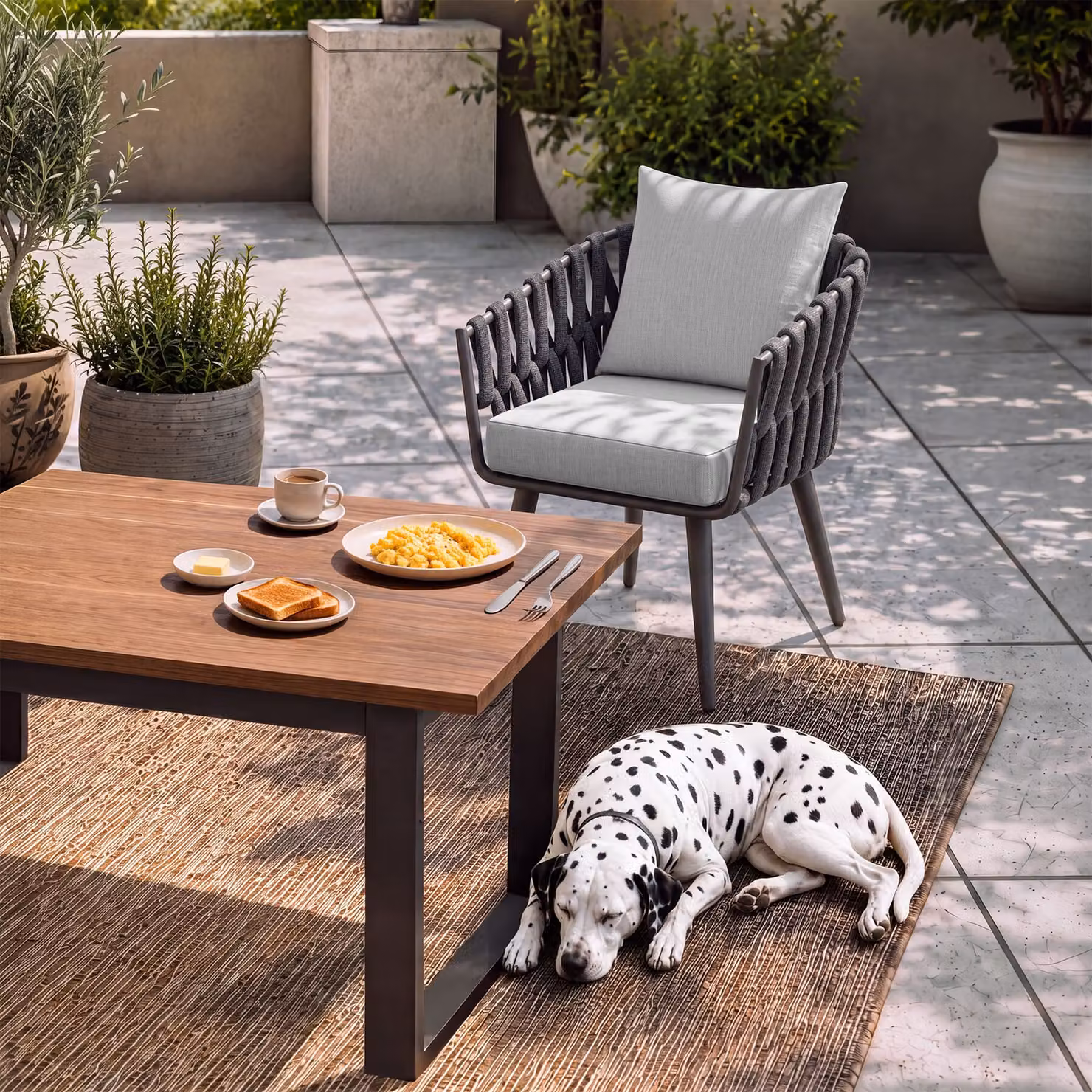 Sedia Lugano TecTake con design Rope e struttura in alluminio antracite, completa di cuscini rimovibili per esterno – 3