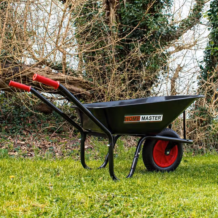Carriola industriale - Capacità: 90 litri - Portata: 150 kg - Acciaio legato e plastica - Pneumatico senza camera d'aria - Ideale per giardino e uso esterno
