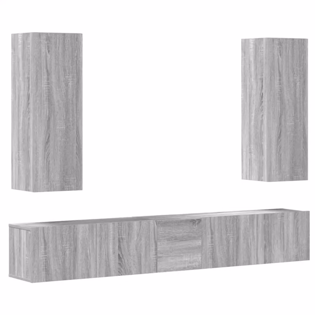 Set di mobili porta TV moderno vidaXL in legno multistrato grigio per soggiorno – 2