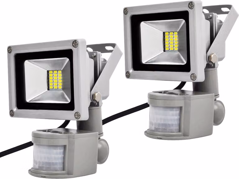 Greenmigo 2x 20W Proiettore LED con sensore di movimento, illuminazione per esterni, lampada di sicurezza, faretto LED 6500K bianco freddo, faretto da esterno, impermeabile IP65 per giardino, garage, campo sportivo