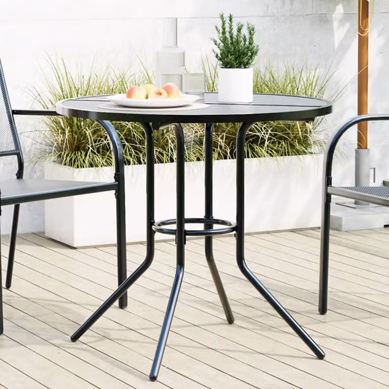 vidaXL Tavolo da giardino rotondo in acciaio verniciato antracite Ø80 x H 72,5 cm
