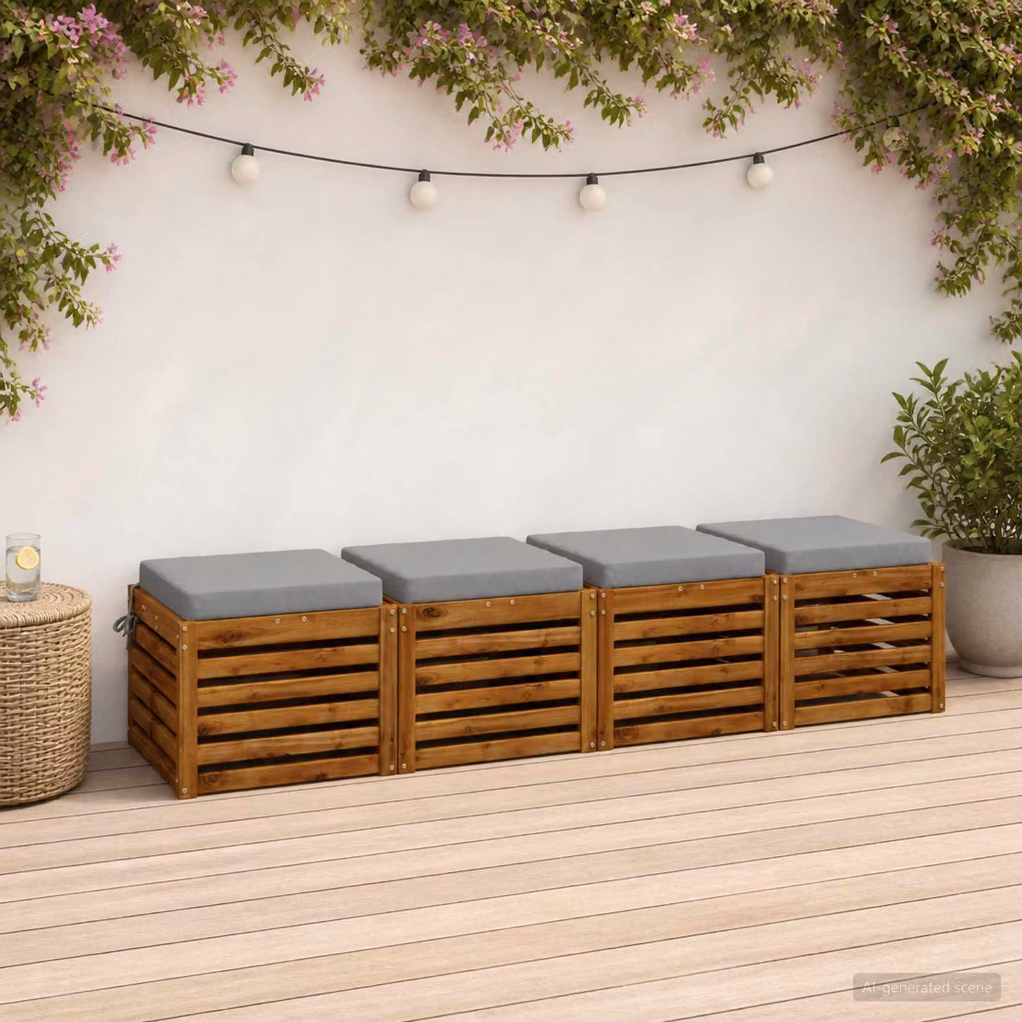 Set di 4 cuscini per sedia vidaXL SOEST in poliestere grigio con fodera rimovibile e resistenza UV