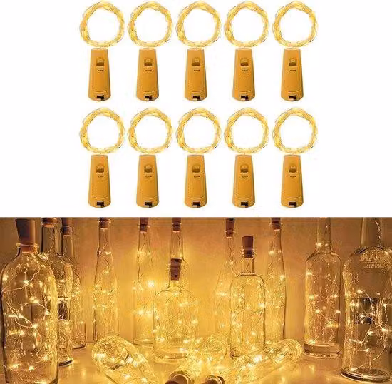 Illuminazione esterna invernale: catena luminosa da 2 metri con 20 lampadine LED, alimentata a batteria, ideale per feste natalizie, decorazioni da tavola e illuminazione esterna, luce bianca calda