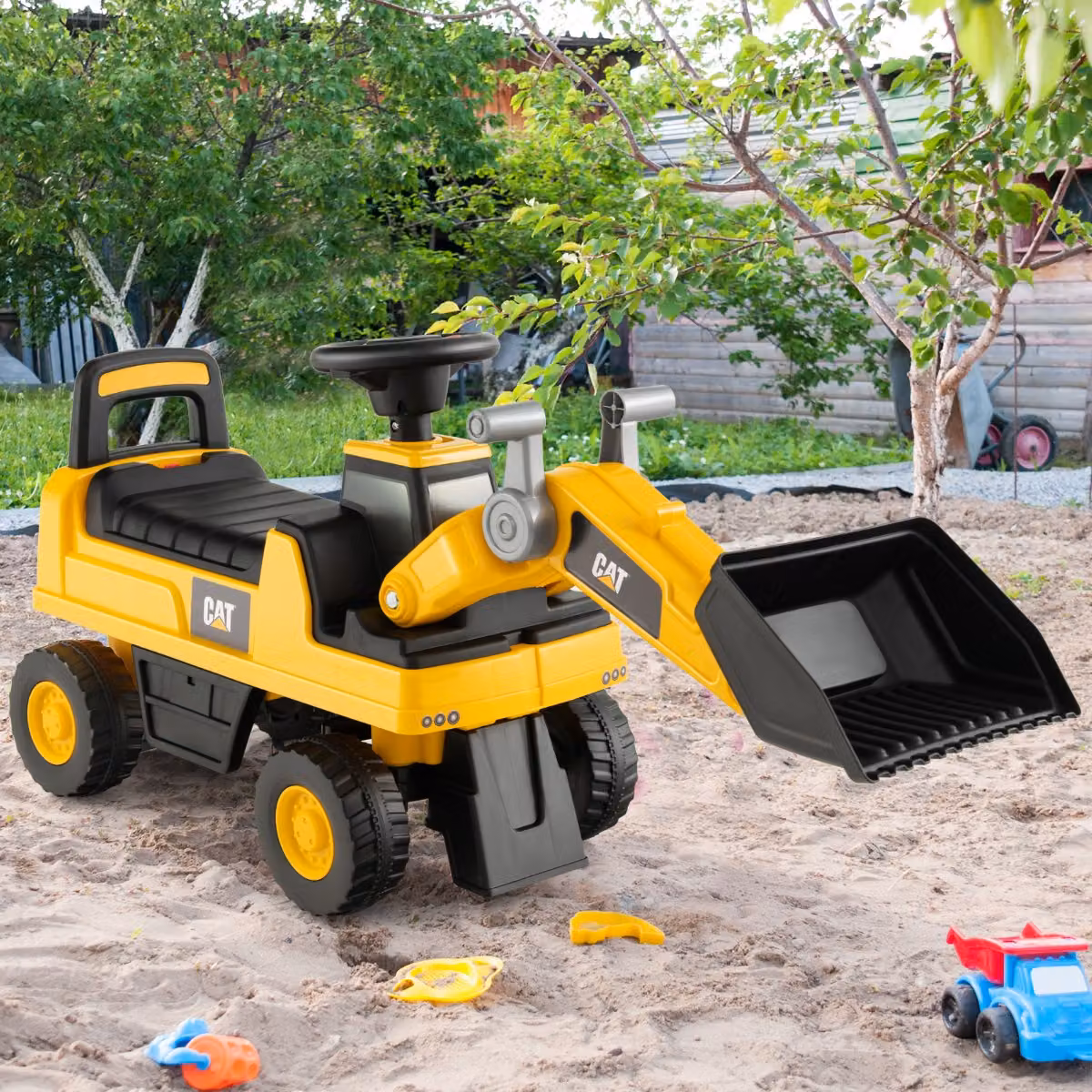 Escavatore Costway per bambini con benna regolabile, clacson e pneumatici antiscivolo, auto giocattolo da costruzione Giallo