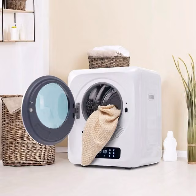 Desviae Asciugatrice a parete 3 kg fino a 4 kg, 850 W, 6 programmi, display LED e cestello in acciaio inox bianca