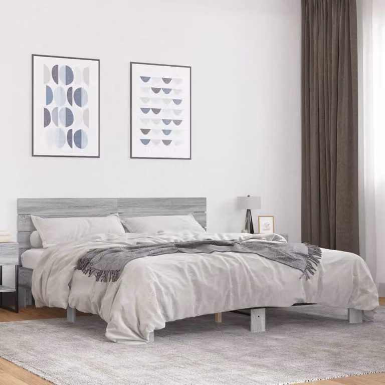 Giroletto vidaXL Grigio Sonoma in Legno e Metallo 200x200 cm