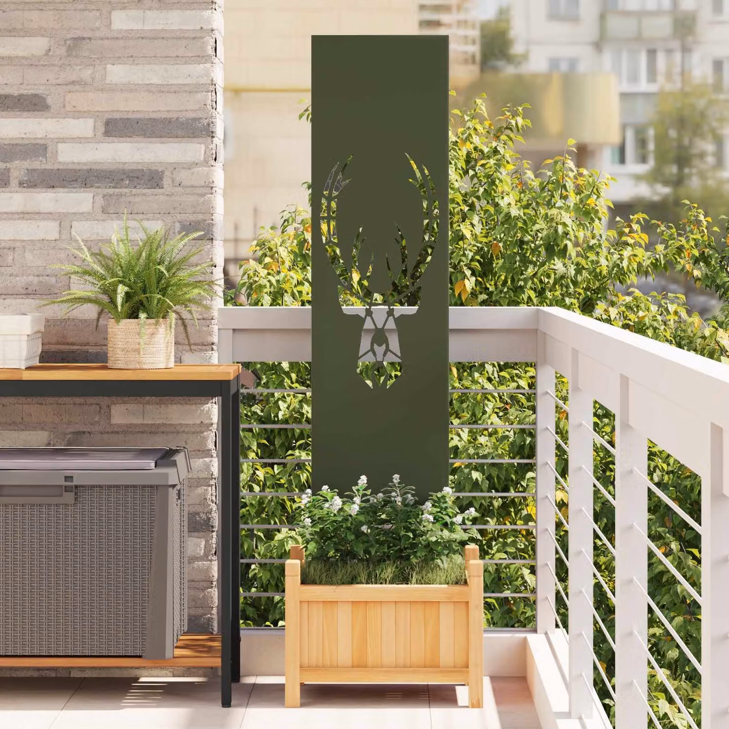 Paravent per privacy in giardino vidaXL in acciaio, verde, L: 32 cm, H: 140 cm