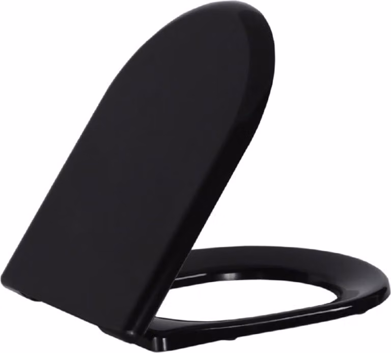 Creavit Duroplast: Sedile per WC, design piatto, cerniere in acciaio inossidabile, sistema di chiusura rallentata (Softclose), colore nero opaco