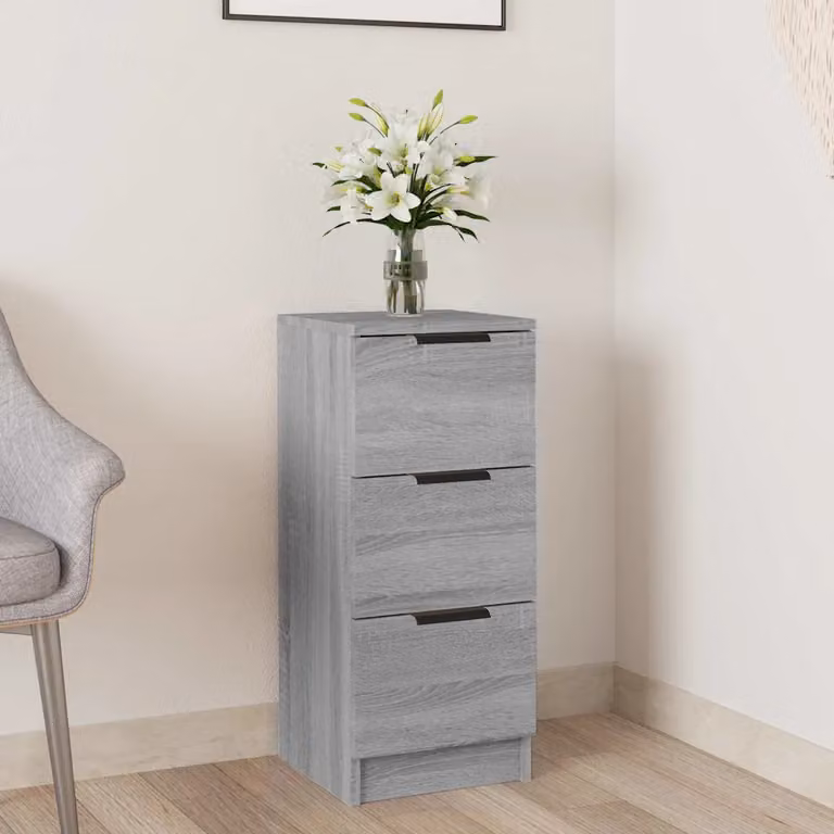 Credenza moderna vidaXL in legno multistrato e MDF, colore Grigio Sonoma, L 30 cm x P 30 cm x H 70 cm, ideale per soggiorno o camera da letto