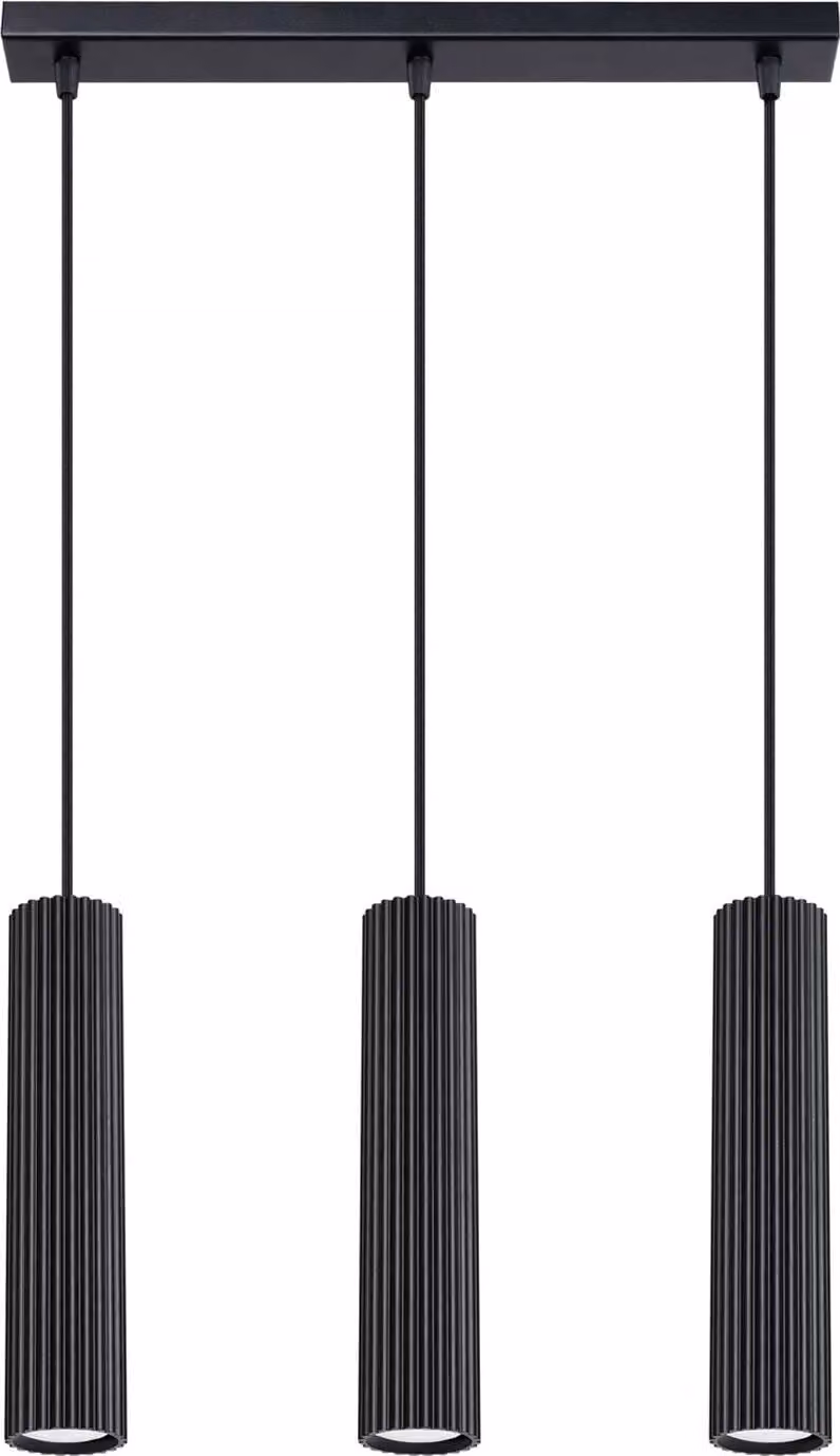 Lampada a sospensione Alluminio GU10 H: max. 98 cm Nero 3 luci allungate Moderno