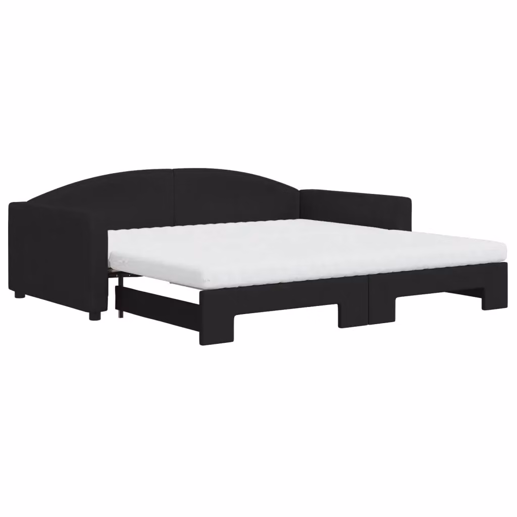 Divano Letto Estraibile vidaXL Nero in Tessuto con Materasso L/P/H: 223 x 100 x 75 cm – 2