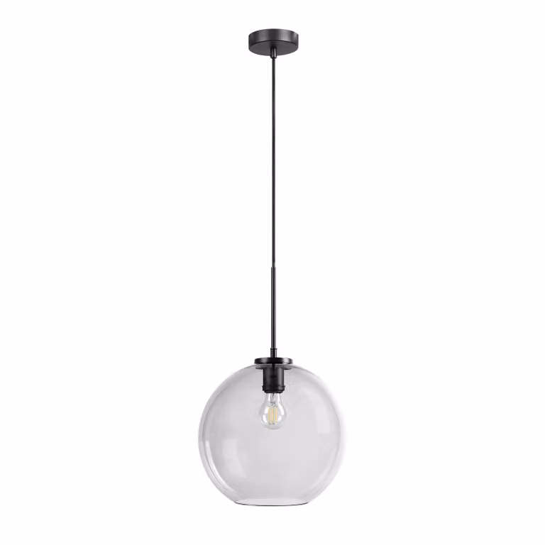 Dyberg Larsen Lampada a sospensione in vetro Loop, dimmerabile, Nero, Soggiorno / Sala da pranzo, Vetro, Lampada a sospensione