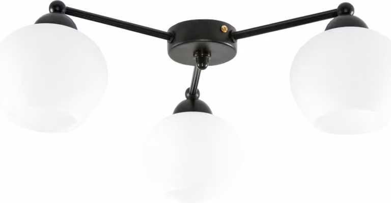 Lampada da soffitto nera con paralume bianco SALVATORE NEGRO 11-592