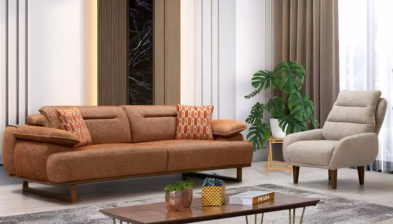 Luxuriöse Wohnzimmer Garnitur Designer 3-Sitzer Polstersessel 2tlg