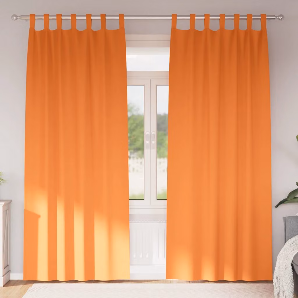 Set di 2 tende blackout vidaXL con anelli in poliestere, colore arancione, H 260 x L 140 cm
