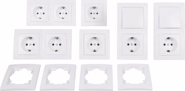 Set di interruttori e prese McPower Flair ''Standard'', 20 pezzi, bianco