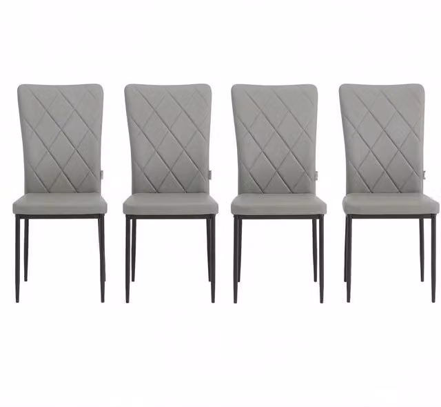 Sedia da pranzo 42 x 94,5 x 59 cm in similpelle grigia, set 4