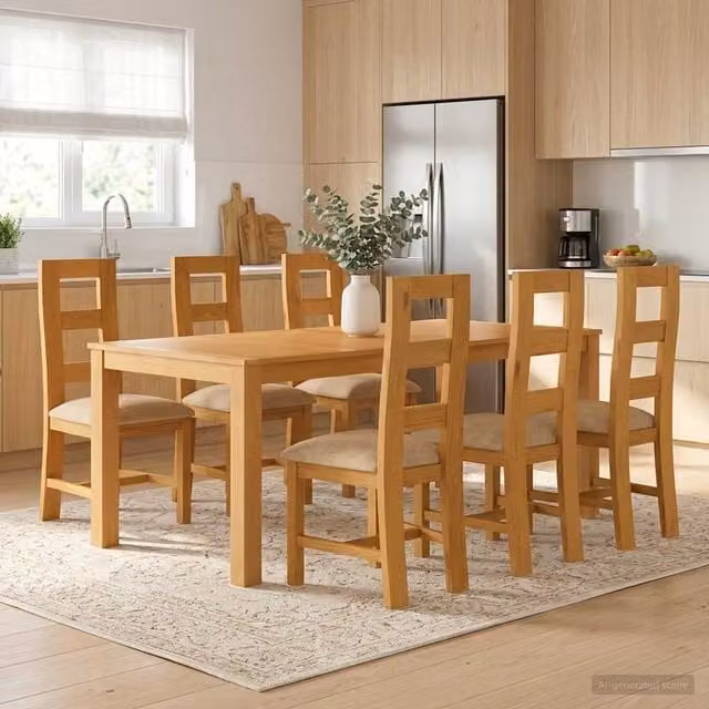 Set da pranzo moderno vidaXL in legno di quercia beige composto da tavolo rettangolare e 6 sedie