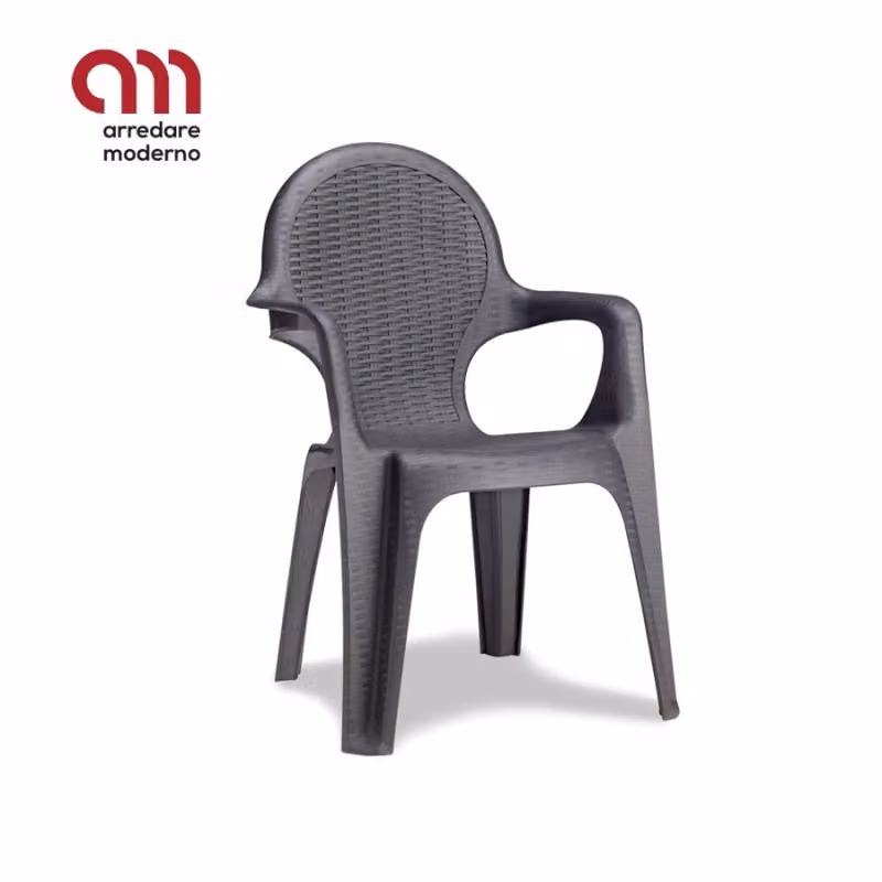 Sedia Poltrona Intrecciata Scab Design con braccioli
