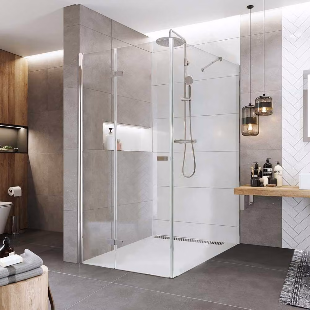 Cabina doccia Mereo, Novea, rettangolo, pieghevole, 100x120 cm, cromo ALU, vetro trasparente, porta sinistra e parte fissa - CK14833ZL