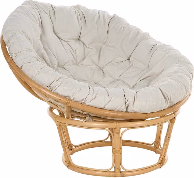 Sedia in rattan naturale BELIANI con cuscini in cotone beige per interno ed esterno in stile boho