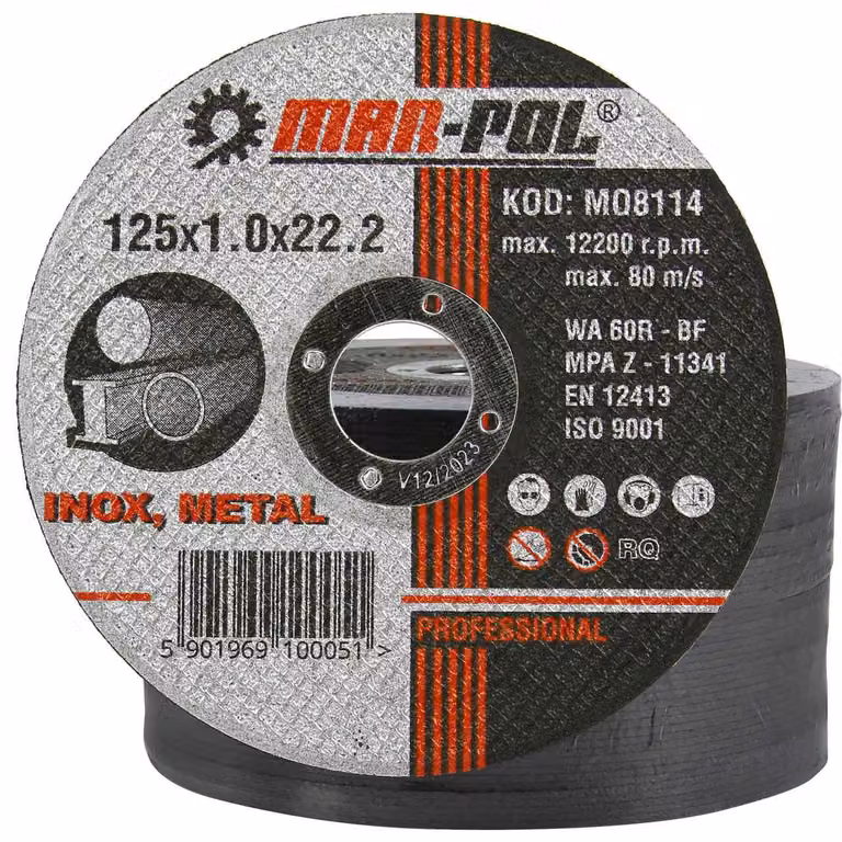 MAR-POL Disco da taglio per acciaio e acciaio inossidabile, 125x1,0x22,2 mm M08114