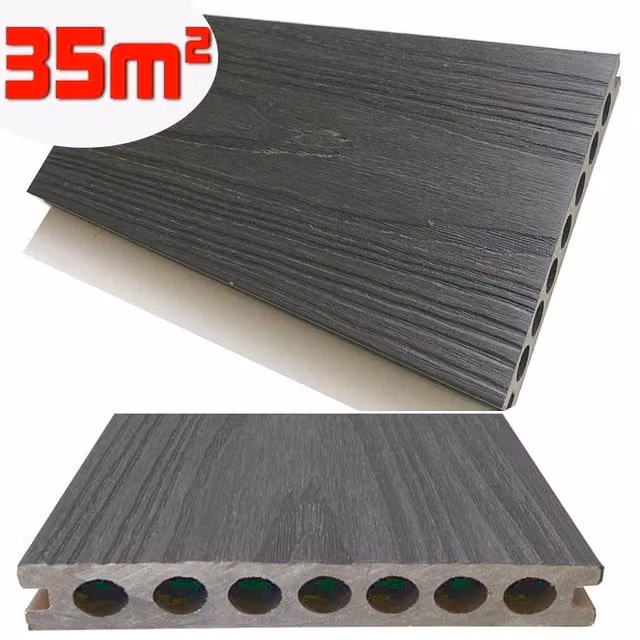 Listone WPC 3D SUPRAM HD co-estruso per decking in colore Grigio effetto legno L: 220 cm, P: 13,8 cm, H: 2,2 cm – 1