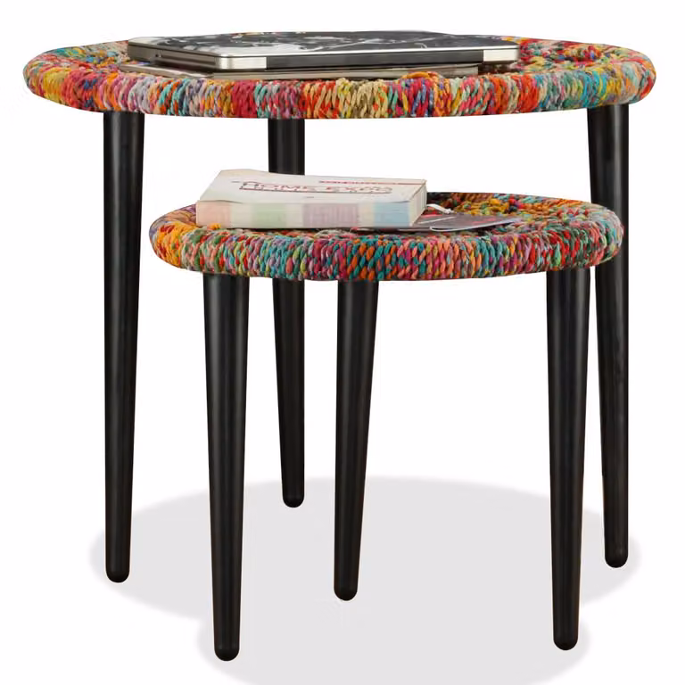vidaXL Set di 2 tavolini da caffè dettagli Chindi Multicolore