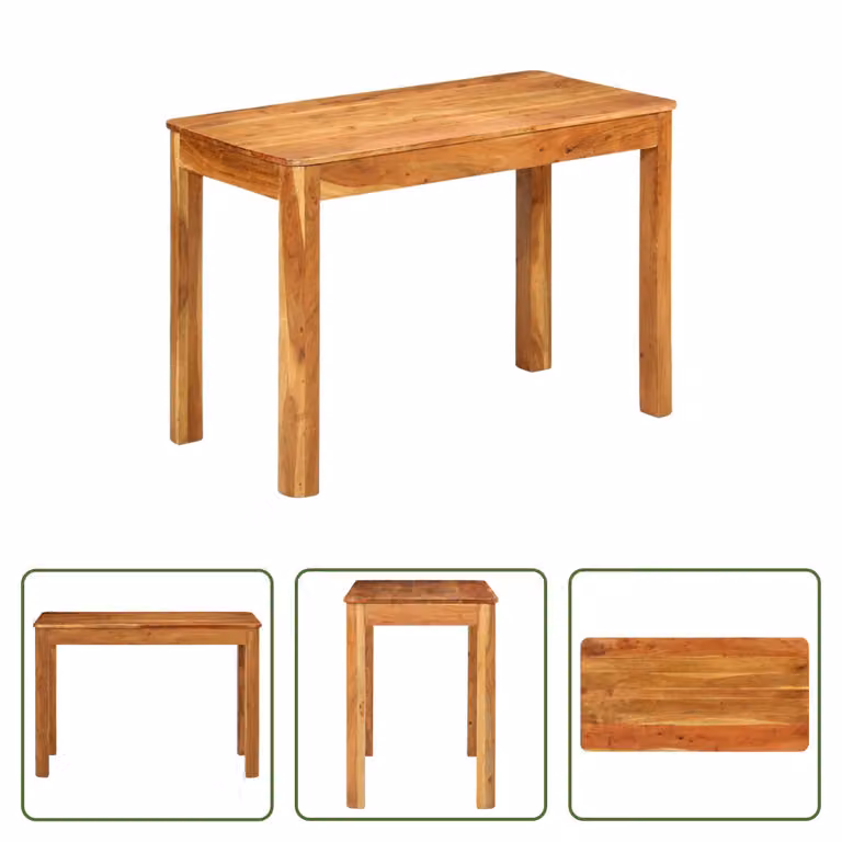 The Living Store Tavolo da pranzo 110x55x76 cm in legno massiccio di acacia