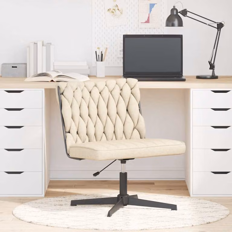 Sedia da ufficio girevole vidaXL in tessuto beige con design minimalista per casa e ufficio