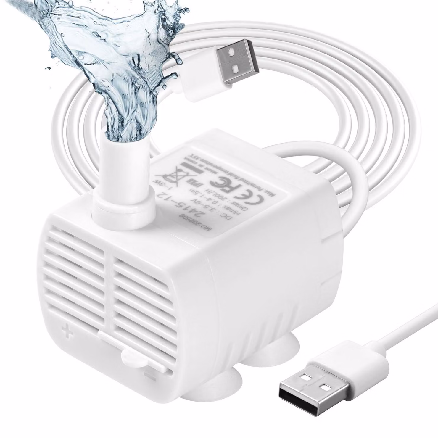 Pompa sommergibile ultrasilenziosa per acquari e stagni, alimentazione USB, 3,5-9V, 1-3W