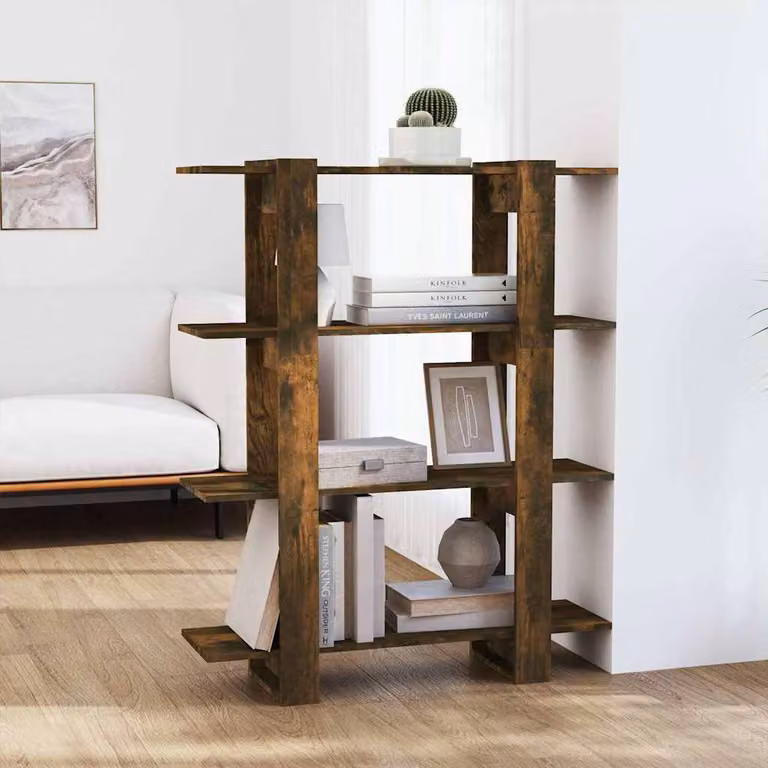 Libreria/Divisorio vidaXL in Rovere Fumo, L 100 cm x P 30 cm x H 123,5 cm