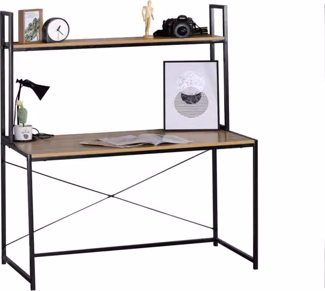 Scrivania IPERBRIKO stile industrial con 1 ripiano, nero e marrone, L 120 cm x P 60 cm x H 138 cm
